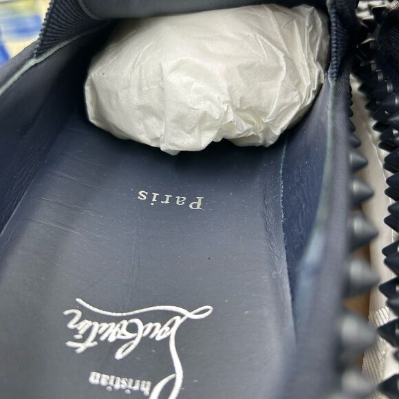 Men's Christian Louboutin spike boat flat sneaker size 44 made in Italy - Picture 9 of 11